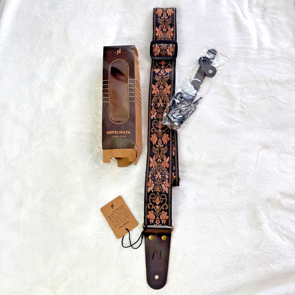 Nefelibata Guitar Strap Brown Print NEW